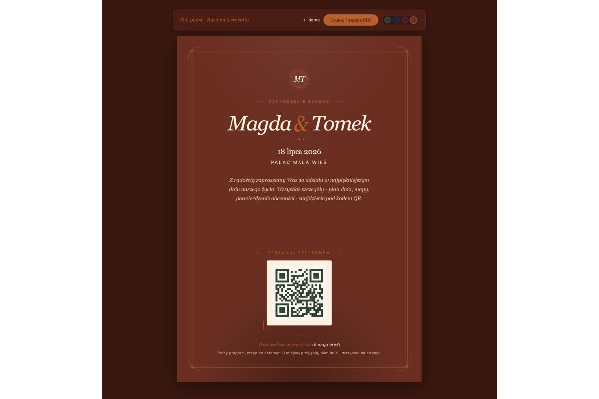 Zaproszenia ślubne online 699 zł - strona z RSVP w 48h