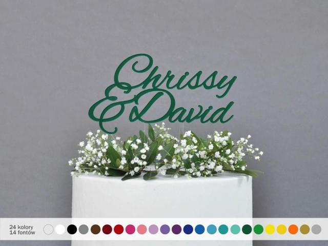 Spersonalizowana dekoracja na tort weselny - imiona na tort, cake topper