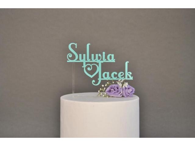 Spersonalizowana dekoracja na tort weselny - imiona na tort, cake topper