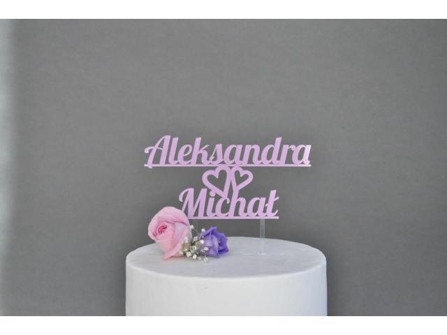 Spersonalizowana dekoracja na tort weselny - imiona na tort, cake topper